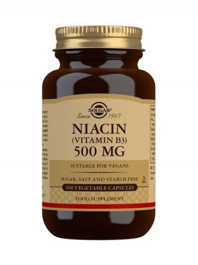 Niacin (Vitamin B3) 500 mg Vegetable Capsules - Pack of 100