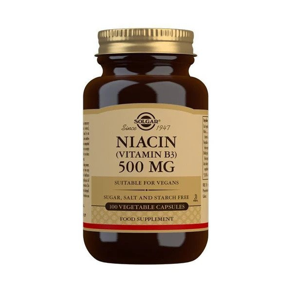 Niacin (Vitamin B3) 500 mg Vegetable Capsules - Pack of 100