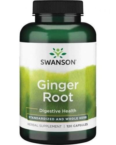 Swanson Ginger Root capsules with standardized ginger extract for digestive comfort