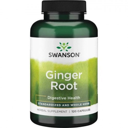 Swanson Ginger Root capsules with standardized ginger extract for digestive comfort