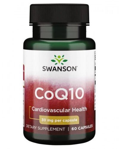 Swanson CoQ10 capsules supporting heart health and cellular energy