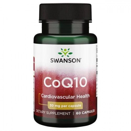 Swanson CoQ10 capsules supporting heart health and cellular energy