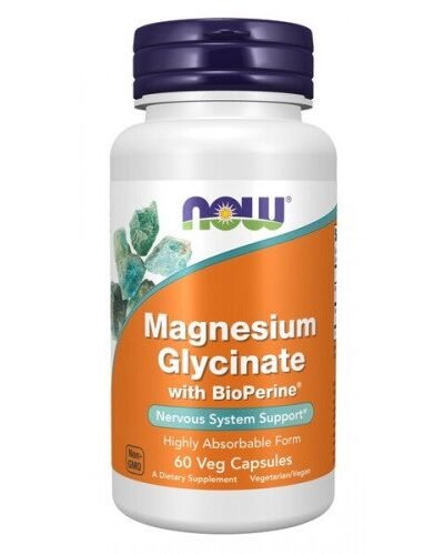 NOW Foods Magnesium Glycinate with BioPerine 60 vcaps supplement bottle